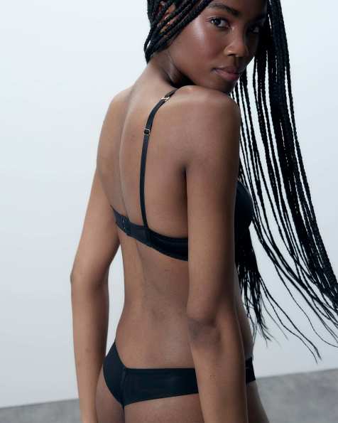 Bluebella Verona luxury satin thong in black - view 1