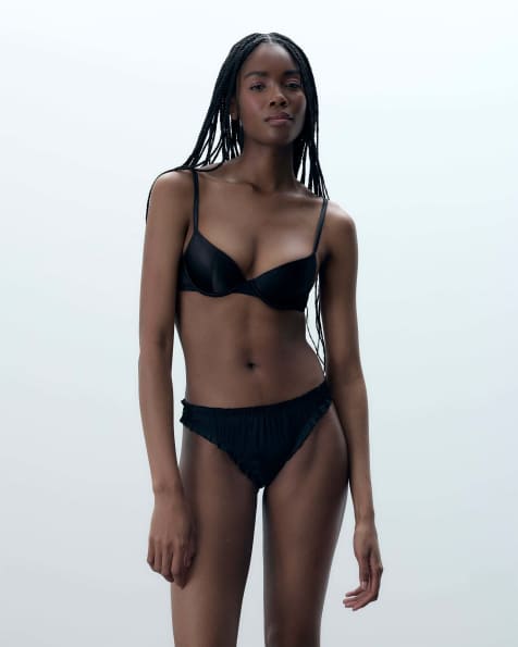 Bluebella Verona luxury satin wired push-up bra in black