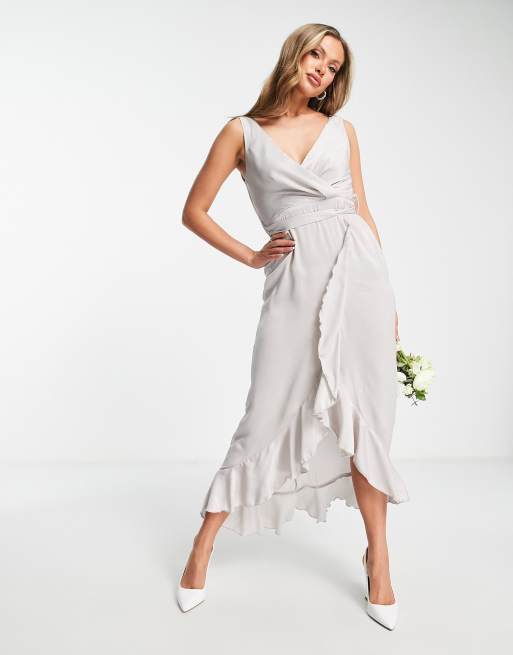 Silver satin hotsell wrap dress