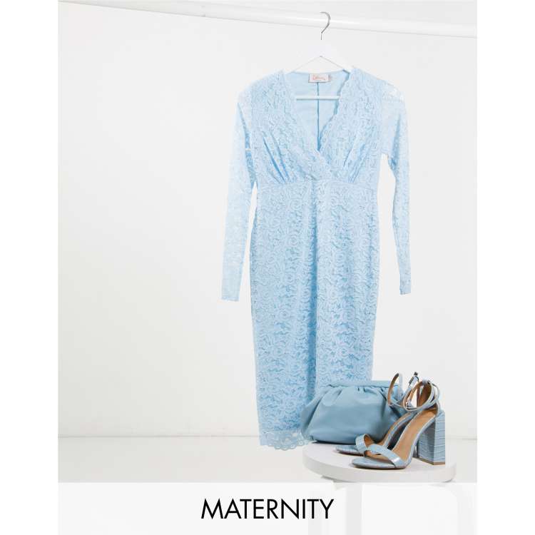 Blume Maternity Baby shower Kanten midi jurk met lange mouwen