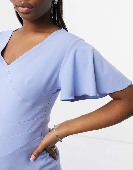 Blume Maternity - Babyshower - Bodycon-midikjole med flagermuseærmer i himmelblå, 3 af 4