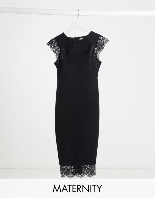 asos black lace maternity dress
