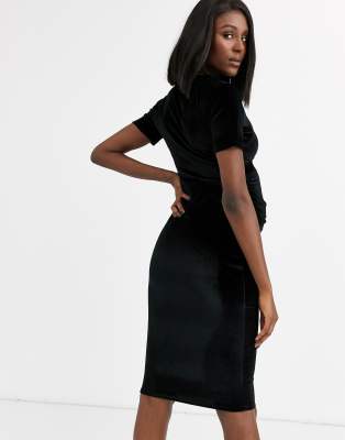 black stretch midi dress