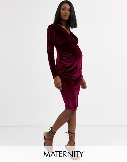 Wine velvet 2024 wrap dress