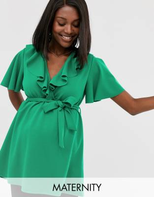 bright green wrap dress