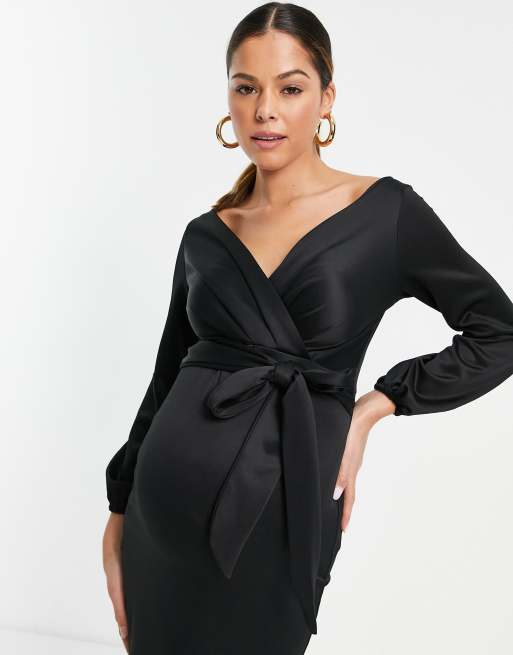Blume Maternity fallen shoulder bodycon dress in black