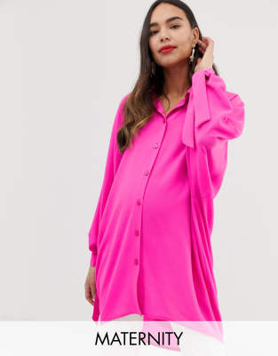 Blume Maternity – Oversize-Hemd in Pink 