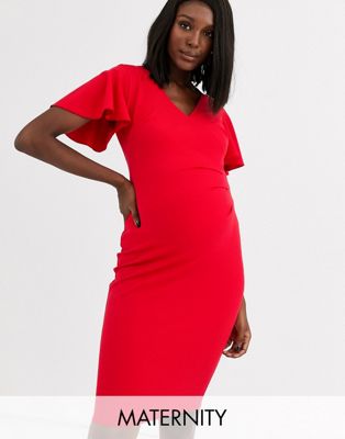 midi jersey dress with sleeves