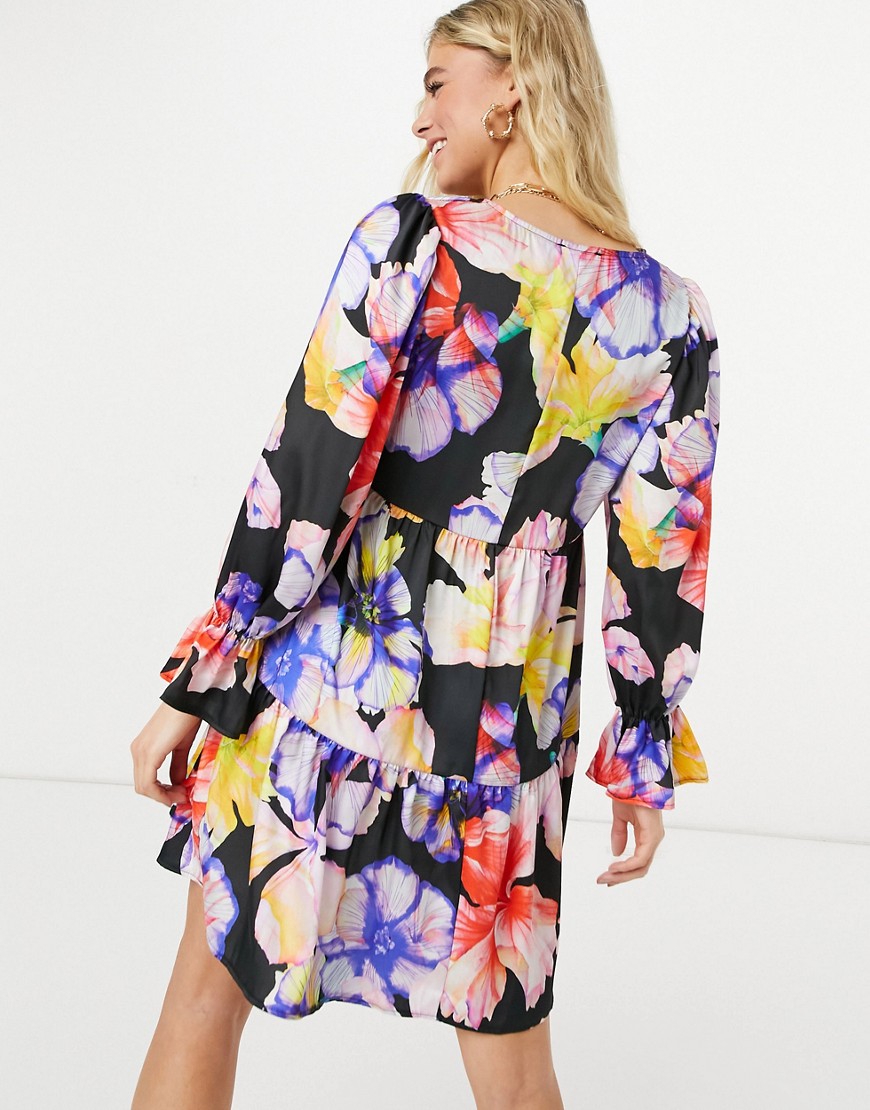 Blume Studio Maternity - Vestito da giorno midi a portafoglio nero a fiori-Multicolore  donna Multicolore - immagine1