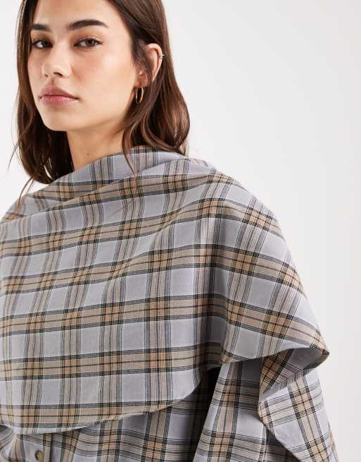 Blusa a cuadros con detalle de capa de tejido cepillado de ASOS DESIGN, 3 de 4