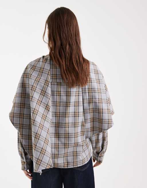 Blusa a cuadros con detalle de capa de tejido cepillado de ASOS DESIGN, 4 de 4