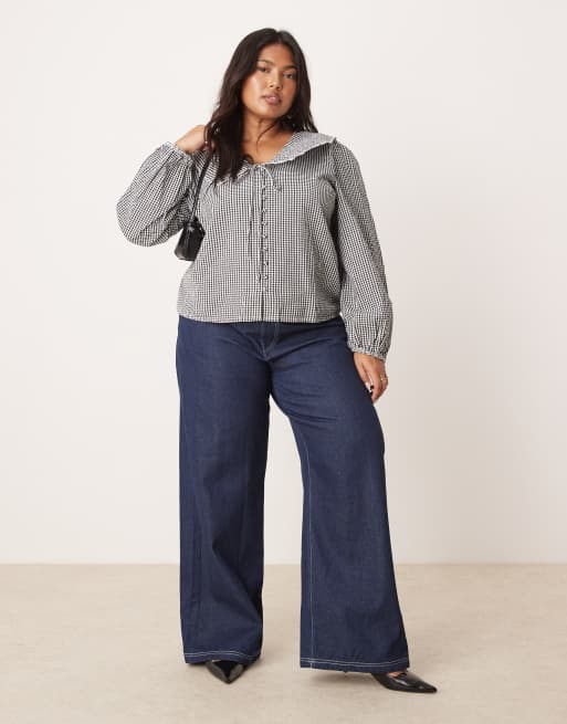 Blusa a cuadros vichy monocromáticos Birdie de Nobody's Child Plus, 3 de 4