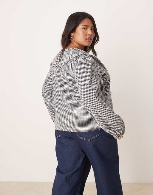 Blusa a cuadros vichy monocromáticos Birdie de Nobody's Child Plus, 4 de 4