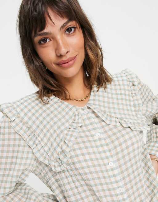 Blusa a cuadros vichy verde salvia babero de | ASOS