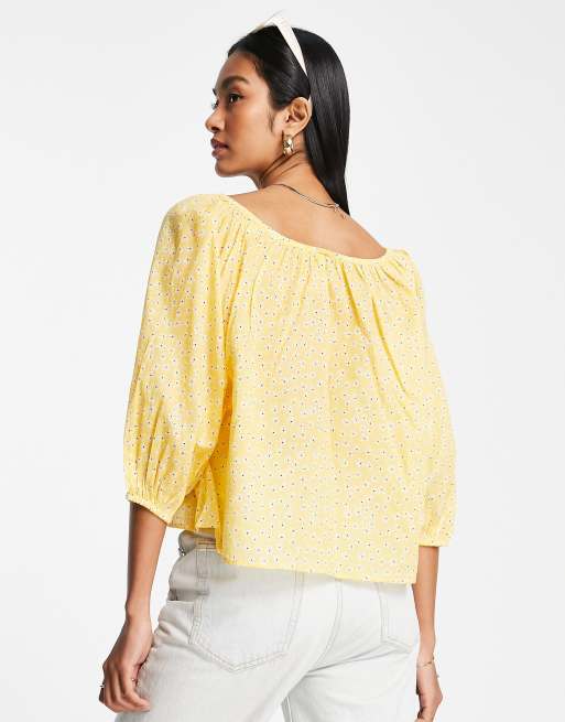 Blusa amarilla con mangas abullonadas | ASOS