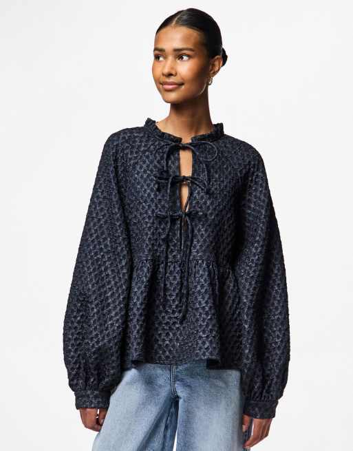 Blusa azul cielo capitán de manga larga de Pieces