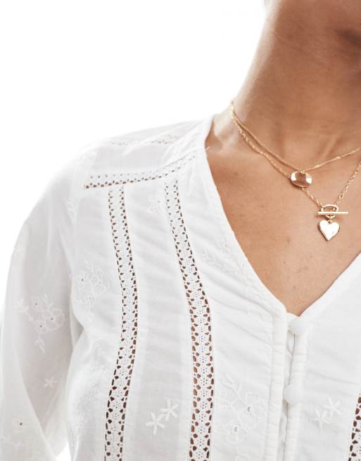 Blusa blanca con detalle de croché de ONLY, 3 de 4