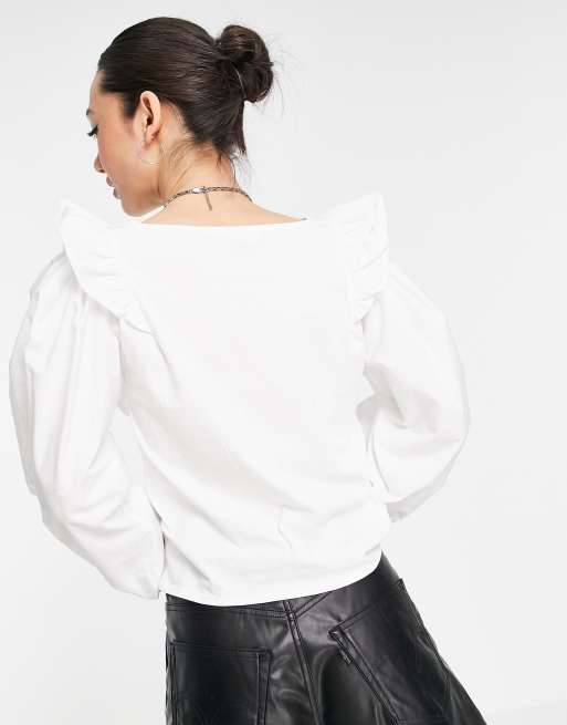 Blusa Blanca Con Volantes, MOLINGO