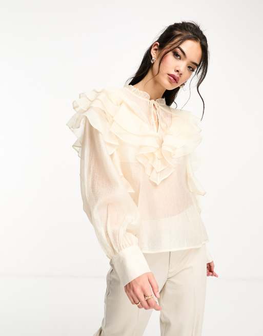 Blusa blanca con volantes de Other Stories