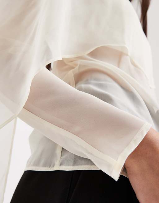 Blusa color crudo con detalle de fular de chifón transparente de ASOS DESIGN, 3 de 4