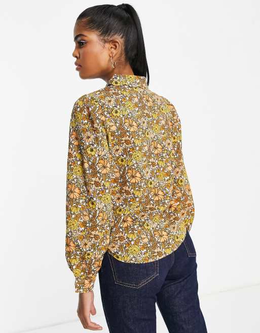 Blusa con estampado floral de estilo años 70 y detalle de volantes de algodón de & Other Stories - MULTI, 3 de 4