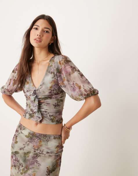Blusa con estampado floral y mangas abullonadas de Miss Selfridge - view 1