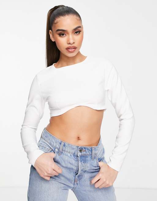 Blusa corta blanca de Luxe ASOS