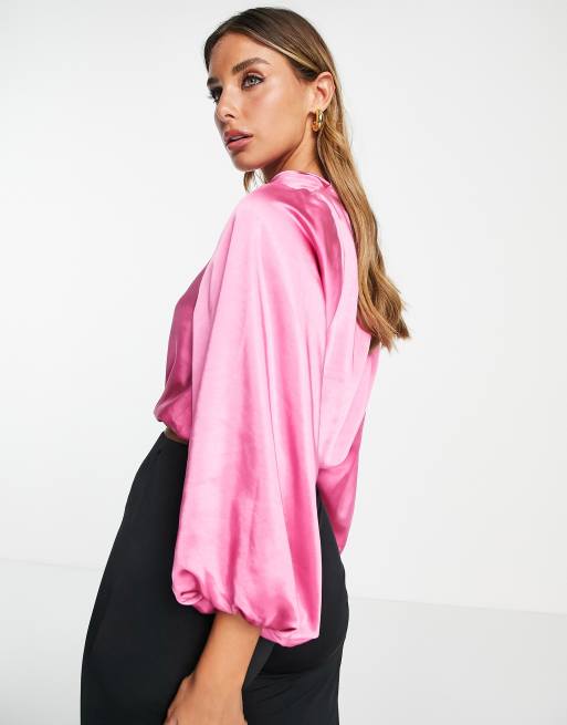 Blusa corta rosa millenial con mangas globo de Pretty Lavish (parte de un conjunto), 2 de 4