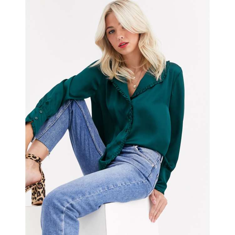 Blusa de larga con detalle de volante el cuello de ASOS DESIGN | ASOS