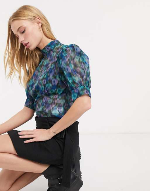Camisa organza manga sale abullonada