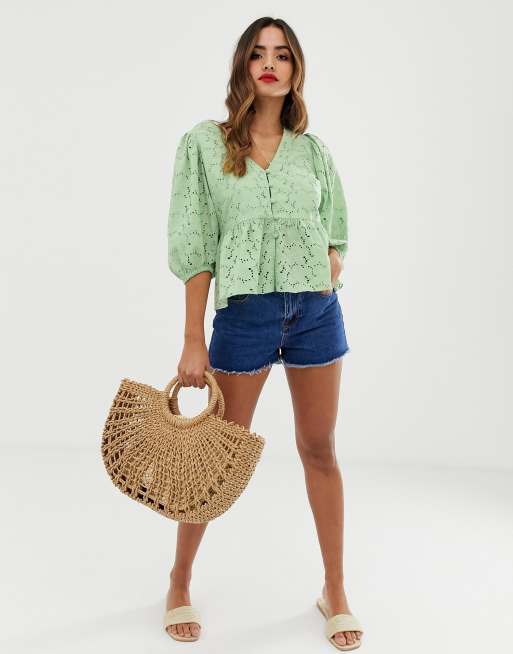 Blusa de tarde y manga larga con bordado de ASOS DESIGN, 4 de 4