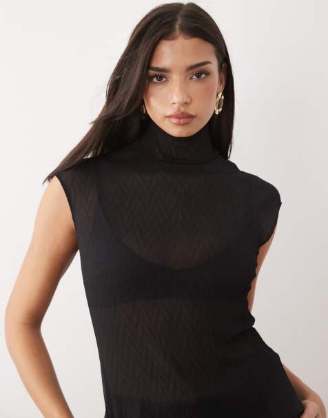 Blusa lila plisada con cuello alzado de chifón de ASOS DESIGN - view 1