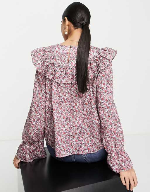 Blusa multicolor con estampado floral y detalle de volantes de & Other Stories, 3 de 4