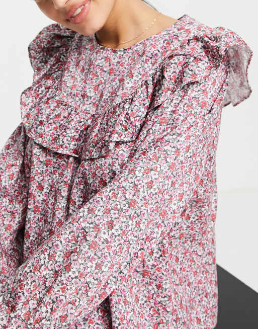 Blusa multicolor con estampado floral y detalle de volantes de & Other Stories, 4 de 4