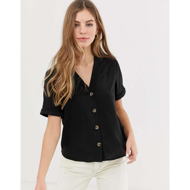 Blusa negra con la parte delantera de Pimkie | ASOS