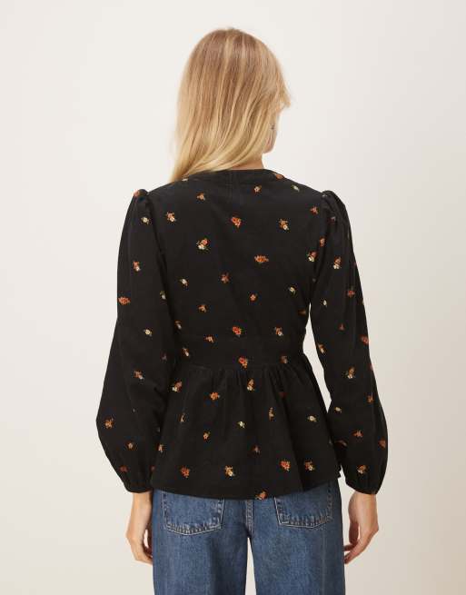 Blusa negra con florecitas de pana Starlight de Nobody's Child, 4 de 4