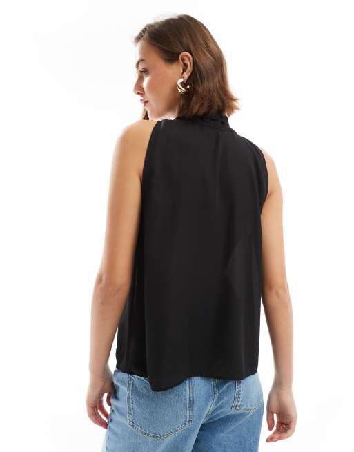 Blusa negra con lazada al cuello de chifón de ASOS DESIGN, 2 de 4