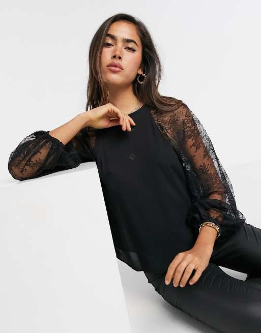 Blusa con manga de encaje de Mango | ASOS