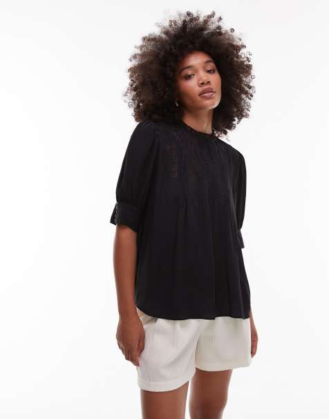 Blusa negra con paneles de encaje de & Other Stories - view 1