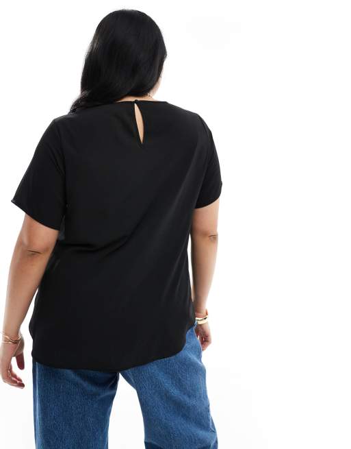 Blusa negra cheap manga corta