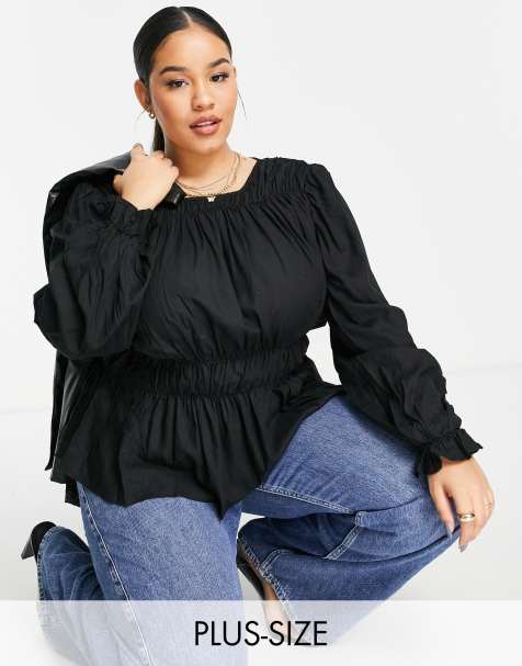 Blusa negra fruncida de Vero Moda Curve - view 1