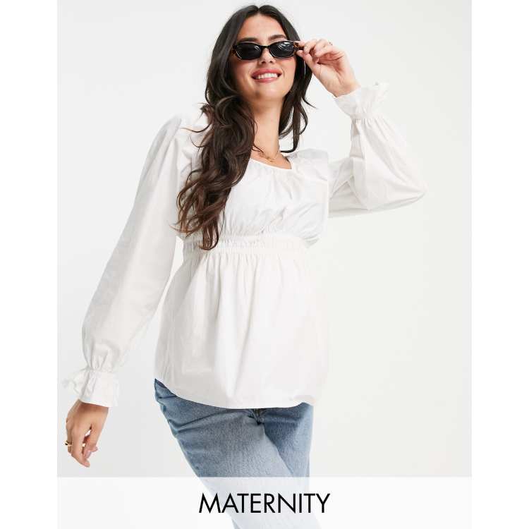 Blusa premamá blanca amplia con sobrefalda de Pieces ASOS