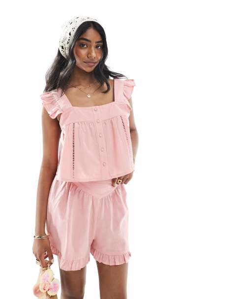 Blusa rosa amplia con volantes en las mangas de gasa de Wednesday's Girl (parte de un conjunto) - view 1