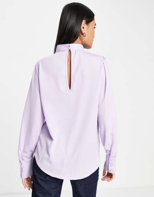 Blusa Violeta Claro Con Cuello Retorcido De River Island 