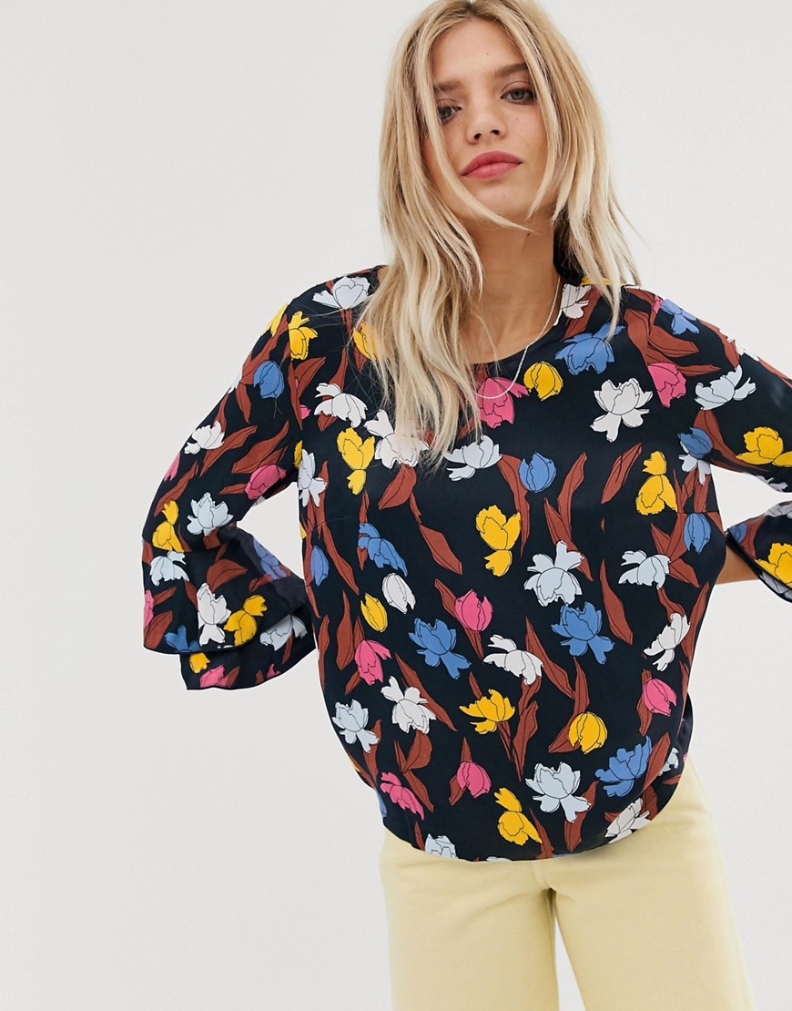 Bluse med blomstret print 'Nina' fra Just Female-Multifarvet
