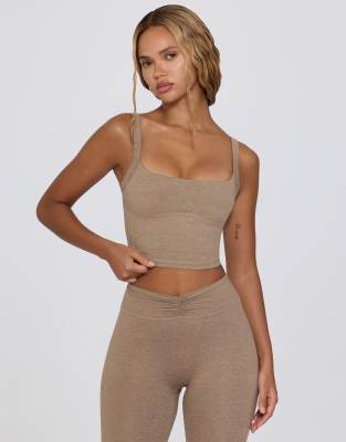 Bo&tee Bo + Tee Cropped Tank Top In Brown