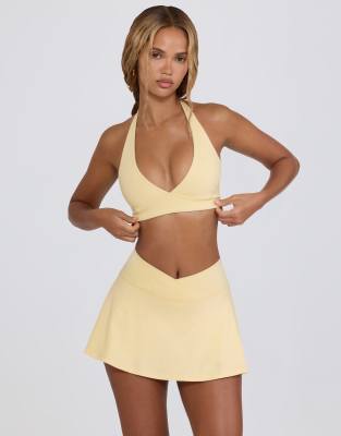 Bo&tee Bo + Tee Cross Over Mini Skirt In Yellow