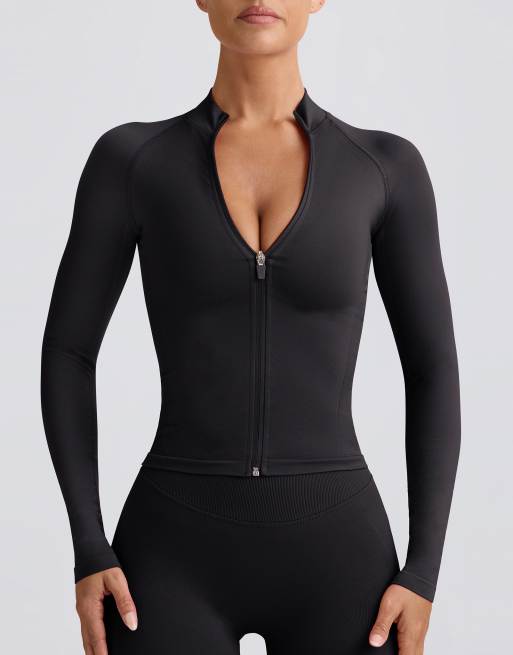 Bo + Tee define luxe zip up jacket in black - part of a set, 3 of 4