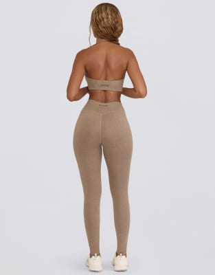 Bo+tee Bo + Tee Ruched Mid Rise Leggings In Brown