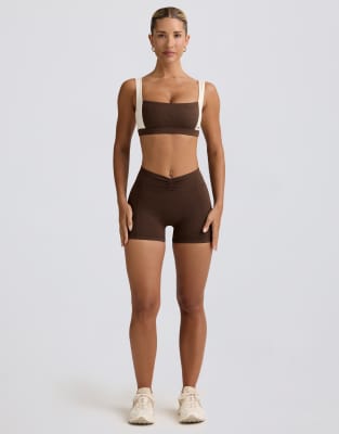 Bo+tee Bo + Tee Ruched Mini Shorts In Brown
